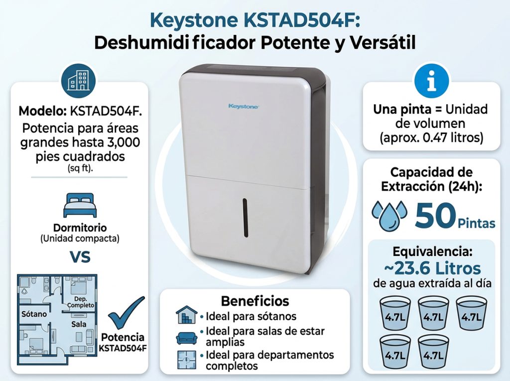 Deshumidificador Keystone de 50 Pintas: Tu Aliado Contra la Humedad y la Salud Respiratoria