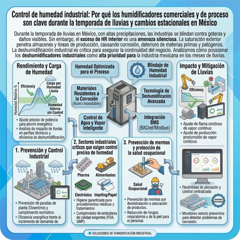 Control de humedad y protección industrial: Por qué los deshumidificadores comerciales e industriales son indispensables durante la temporada de lluvias en México
