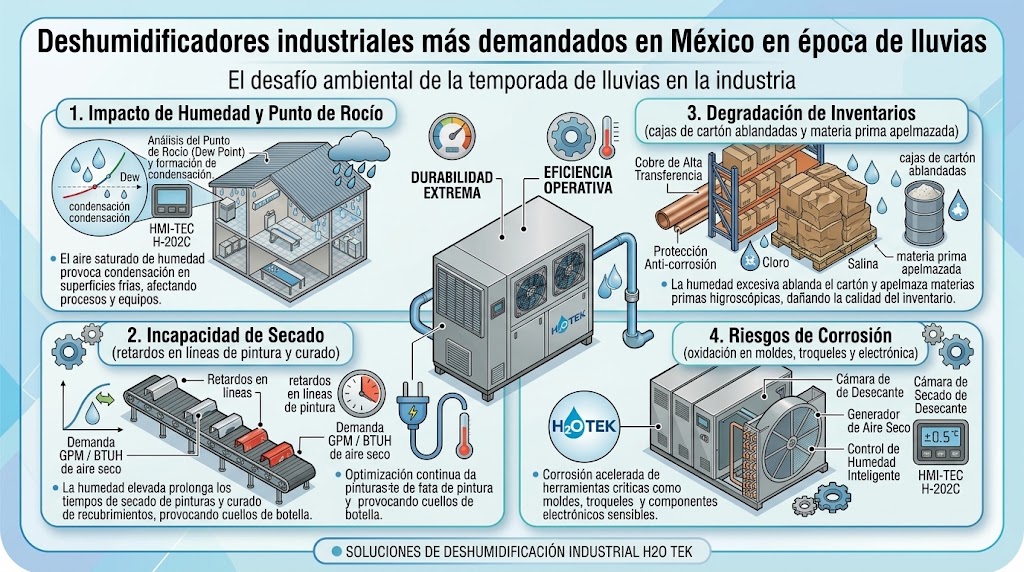 Deshumidificadores industriales más demandados en México en época de lluvias: Análisis regional e industrial