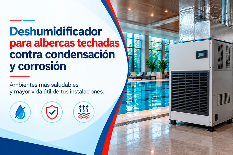 Deshumidificador para albercas techadas contra condensación y corrosión
